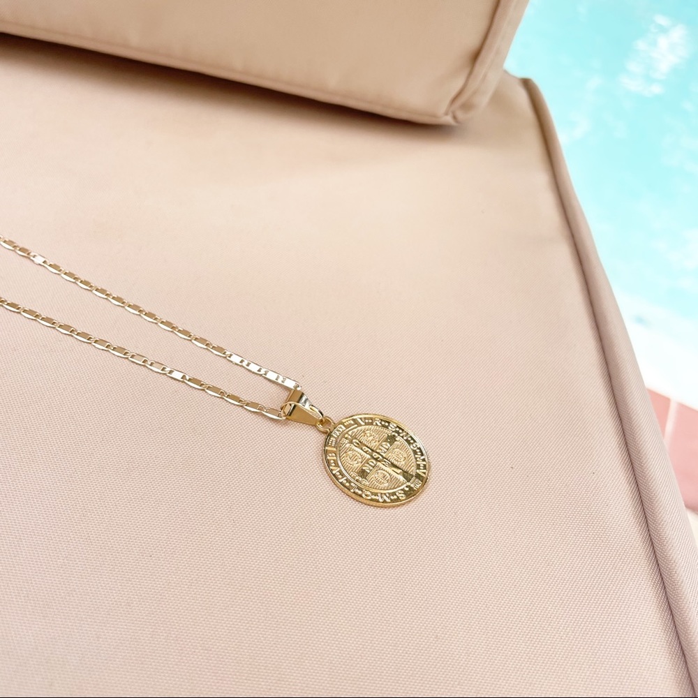 14k Gold Filled Saint Benedict Medallion Pendant - Picture 4 of 5